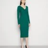 Anna Field V Ausschnitt Bodycon Midi Strickkleid - Robe Fourreau - Green