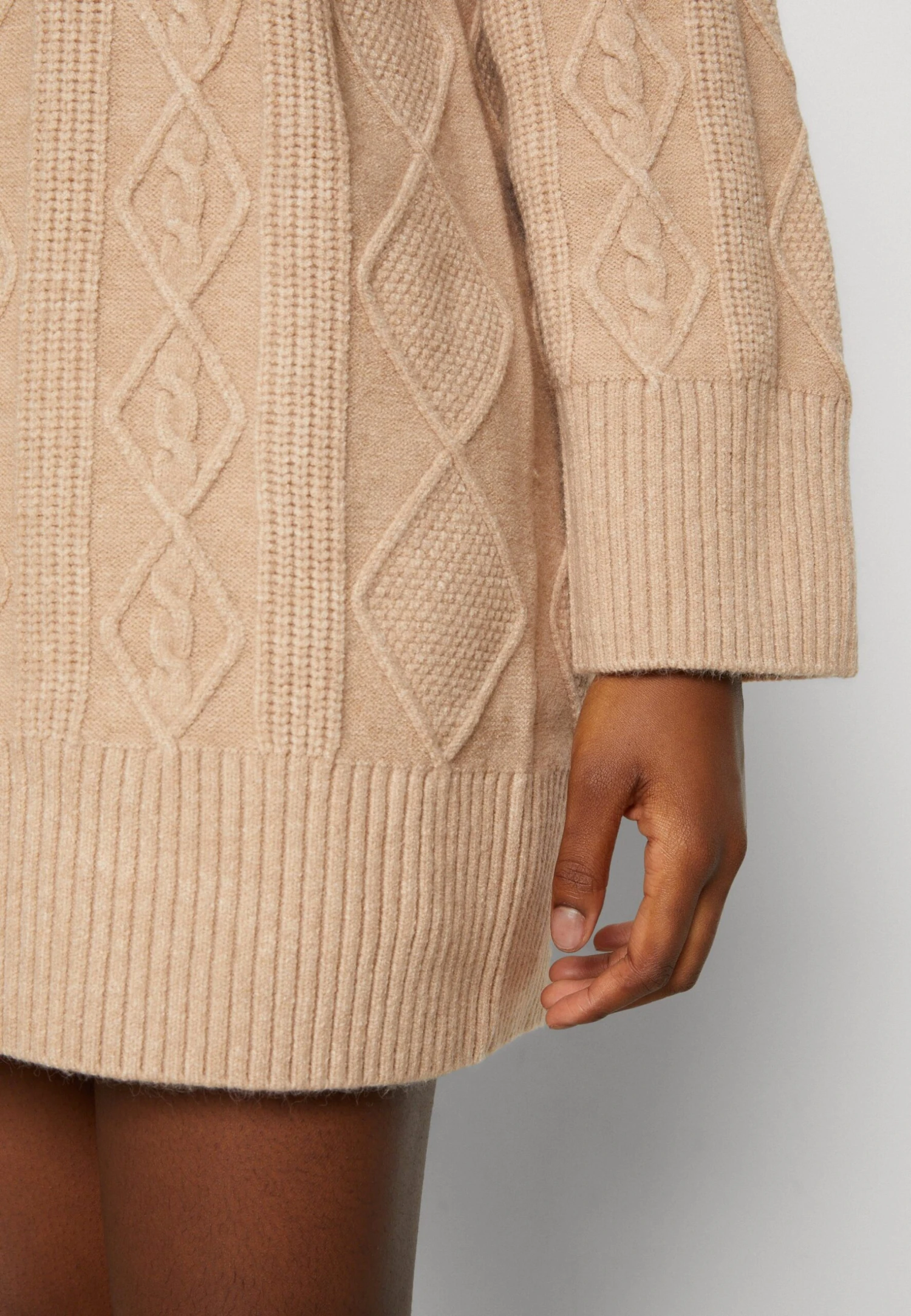 Even&Odd Perkin Ausschnitt Mini Strickkleid - Robe Pull - Tan 3 Even&Odd Perkin Ausschnitt Mini Strickkleid - Robe Pull - Tan – Image 3